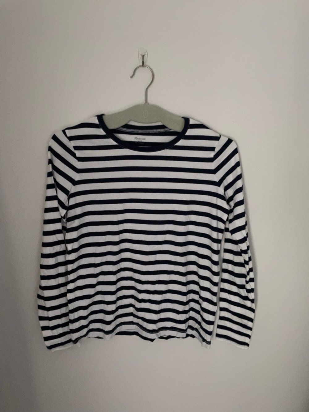 Madewell Navy and White Striped Long Sleeve Top